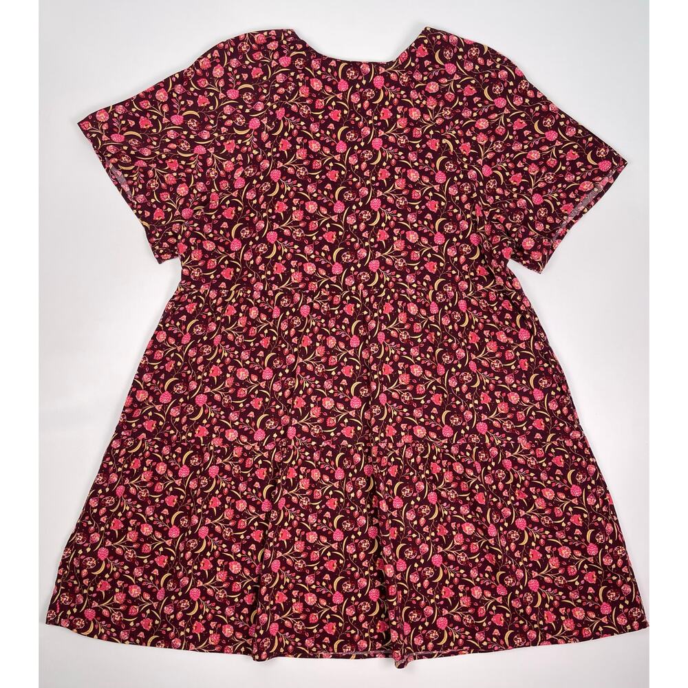 Old Navy Burgundy Floral V Neck Short Sleeve Swing Dress Size Medium - Picture 5 of 10